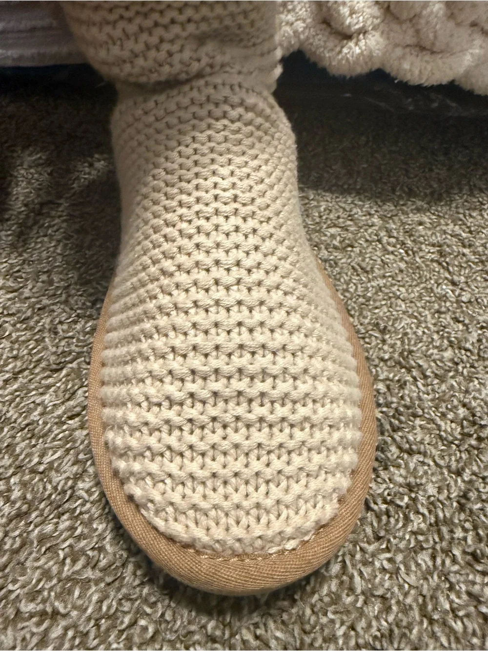 UGG Women's Over-the-Knee Knit Boots in Cream with Button Detail 8